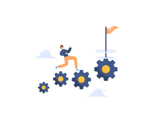 a concept of struggle and process. journey to achieve the goal. process for success. efforts to achieve targets. keep moving forward. business progress. illustration concept design. graphic elements