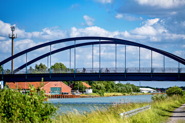 Bridge over canal - blue sky