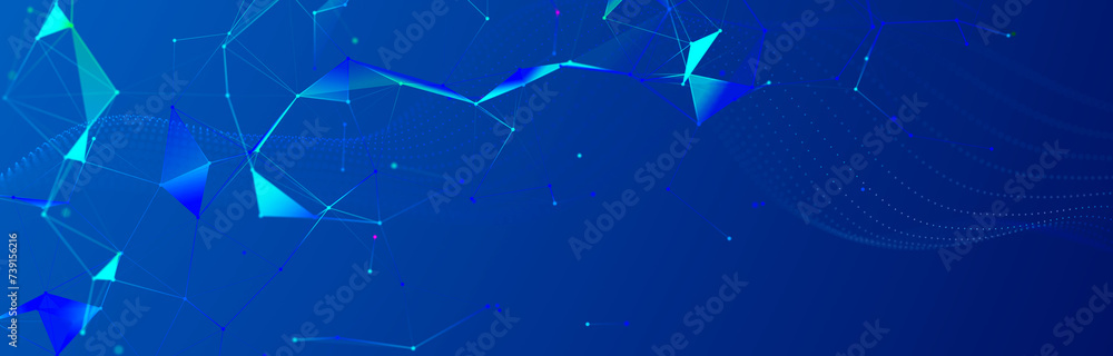 Poster polygonal background with dots and lines. network connection structure. science and technology. 3d