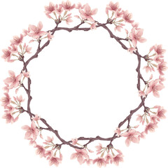 Obraz na płótnie Canvas 桜の丸型ベクターフレーム（水彩風）