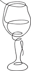Cocktail glasses champagne wine drawing in flat line style lineart vector