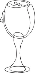Cocktail glasses champagne wine drawing in flat line style lineart vector