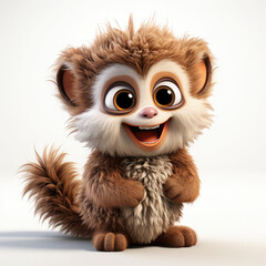 Сute furry animal with big eyes and a smile 3D illustration - Generative ai