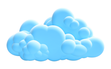 Blue Cloud 3D Isolated on Transparent Background
