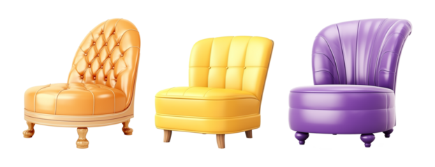 Slipper Chair Set Isolated on Transparent Background
