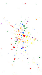 Rainbow colored scattered hearts. LGBT valentine