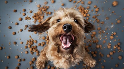 Top view of dog with Granules food on clean background_.jpg