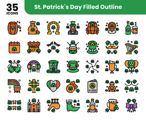 St Patrick's Day filled outline Icons Set