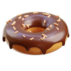 Chocolate donut 3d icon isolated White Background 3d rendering