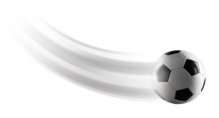 Fast soccer ball on green background