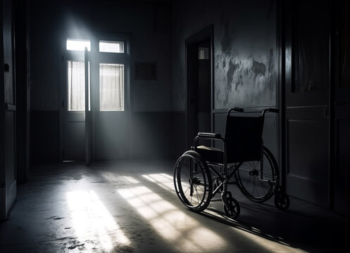 Wheelchair in the dark room © Vadim
