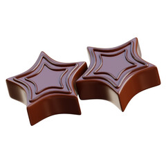 Chocolate star 3d icon isolated White Background 3d rendering