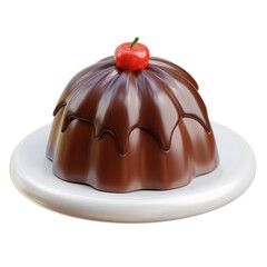 Puding chocolate 3d icon isolated White Background 3d rendering