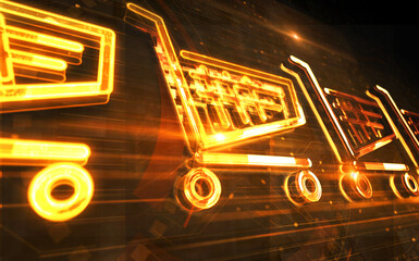 Shopping cart online retail symbol digital concept 3d illustration © Skórzewiak