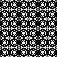 Seamless pattern with black and white hexagons. Vector illustration.