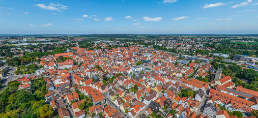 Panoramablick auf die frühere Reichsstadt Memmingen in der Region Donau-Iller in Oberschwaben