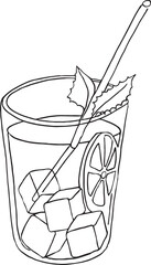 Continuous one line drawing cocktail line art vector illustration