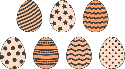 Easter egg icon, peach spring element set. Cute april decor collection isolated on white background. Trendy colors 2024. Holiday vector illustration