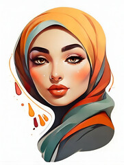 Hijab Dreams. Captivating Illustration of a Fictional Woman's Veiled Face.
