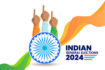 Indian general election concept with inked finger and Indian flag illustration vector