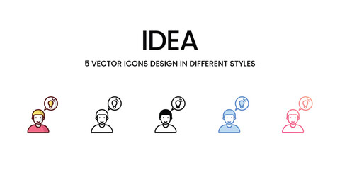 Idea Icons set. Suitable for Web Page, Mobile App, UI, UX and GUI design, vector stock illustration