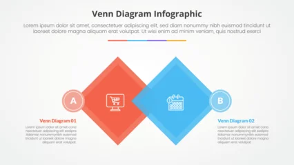 Foto op Plexiglas venn diagram infographic concept for slide presentation with diamond versus opposite with 4 point list with flat style © fatmawati