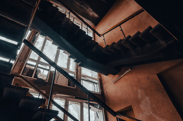 inside a destroyed and burnt house in Ukraine