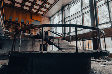 inside a destroyed and burnt house in Ukraine