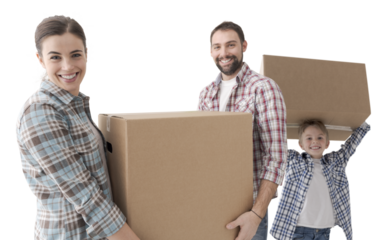 Young couple moving into a new house
