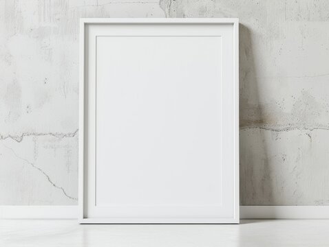 simple white modern frame mockup against a plain light wall