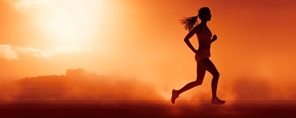 Fototapeta na wymiar Beautiful woman running early morning sunrise, workout on misty mountain road workout jog. Runner athlete. Fitness and workout wellness. Healthy life and sport concept