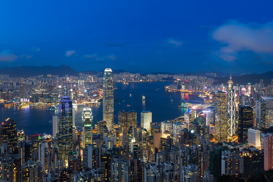 Hong Kong at evening view from peak