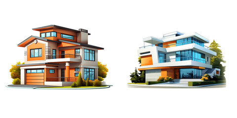 House architectural drawing 3d illustration, Isolated Transparent Background Images, PNG