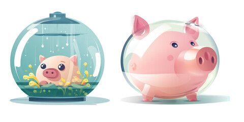 Iotex iotx clear glass piggy bank, Isolated Transparent Background Images, PNG