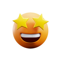 Star Struck 3d icon isolated White Background 3d rendering