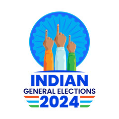 Indian general election concept with iinked voting finger illustration vector