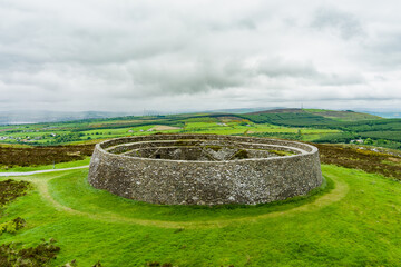 Grianan of Aileach, ancient drystone ring fort, located on top of Greenan Mountain in Inishowen,...
