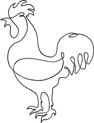 Cock rooster bird logo icon continuous line art drawing vector illustration Hand drawn.