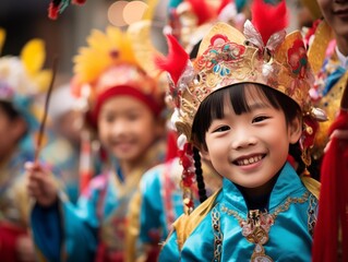 Child in Traditional Attire at a Cultural Festival
