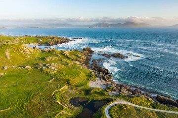 Ineuran Bay coast and cliffs, Malin Head, Ireland's northernmost point, famous Wild Atlantic Way,...