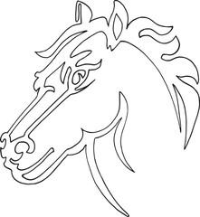 Horse head Continuous one line drawing art illustrartion vector