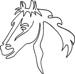 Horse head Continuous one line drawing art illustrartion vector