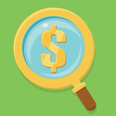 Magnifying glass and dollar sign vector icon
