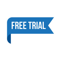 Blue Free Trial Ribbon Vector Design Template