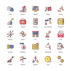 business icons set vector stock illustration. finance, business, business management, management icons, etc