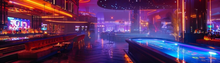 Bachelor party antics, casino games, and neon lights