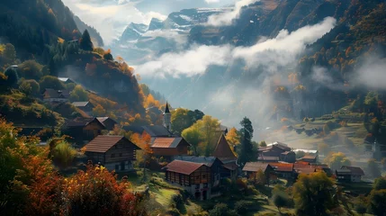 Foto op Canvas The village among the wonderful valley © Alice