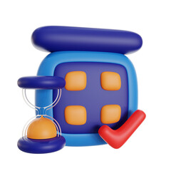 calendar and hourglass 3d icon illustration. time menagement 3d rendering.