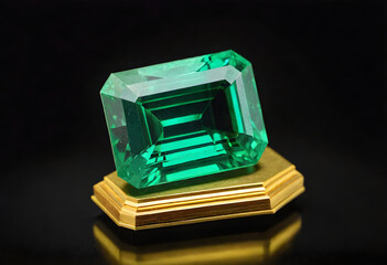 Fototapeta premium Emerald Gemstone, Precious, Green, Luxury, Jewelry, Gem, Fashion, Accessories, Sparkle, Glitter, Expensive, Rare, Shiny, Elegant, AI Generated