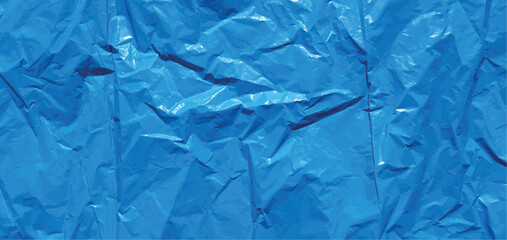 Crumpled texture of a blue cellophane bag vector. Blue pixelated texture background. Texture of a garbage bag. Polyethylene blue vector background. Interior design texture.	